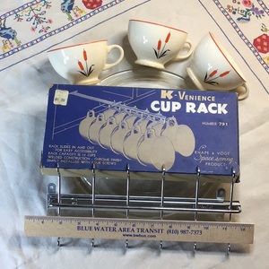 🆕 Vintage Hardware Knape & Vogt 12 Cup Chrome Finish In Cupboard Sliding Rack